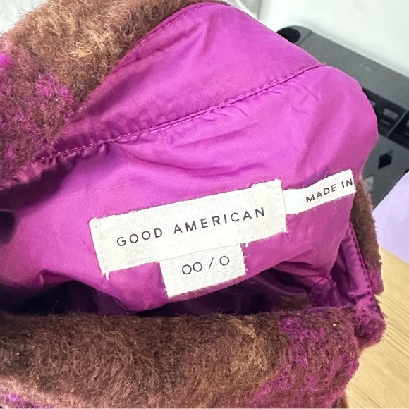NWT GOOD AMERICAN Women’s Pop Thistle Large Plaid Oversized Shacket Sz 00/0 - Picture 5 of 14